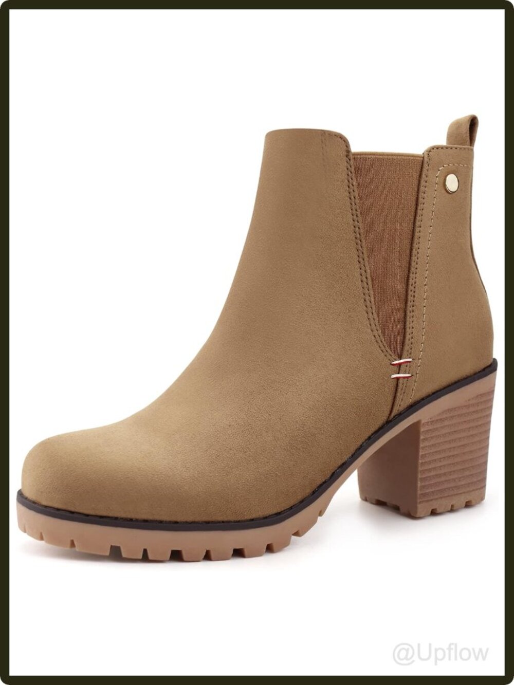 Women's Faux Suede Chelsea Ankle Booties Slip On Block Heel Round Toe Fall